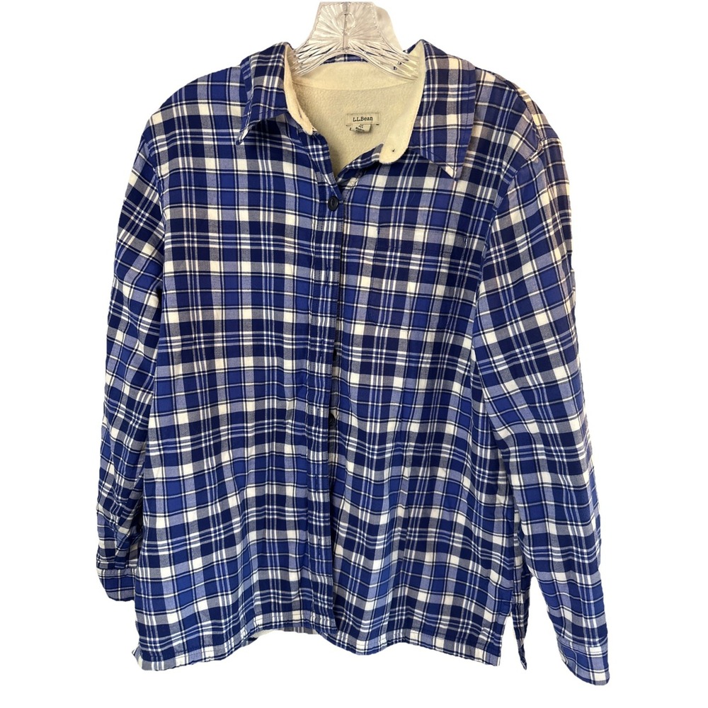 LL Bean Plaid Lined Flannel Shirt Jacket  Medium